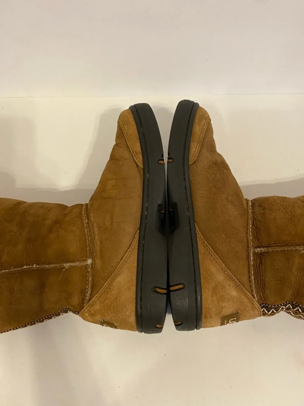 UGG Australia Brown Leather Sheepskin Cuff Boots Women's Size 8 - Picture 7 of 11